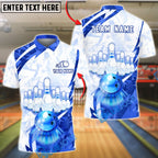 BlueJose Bowling And Pins Ice Glow Graphic Customized Name, Team Name 3D Shirt (4 Colors)