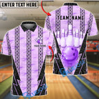 BlueJose Bowling And Pins Tribal Glossy Graphic Customized Name, Team Name 3D Shirt (4 Colors)