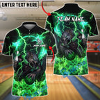 BlueJose Bowling And Pins Lightning Werewolf Graphic Customized Name, Team Name 3D Shirt (4 Colors)