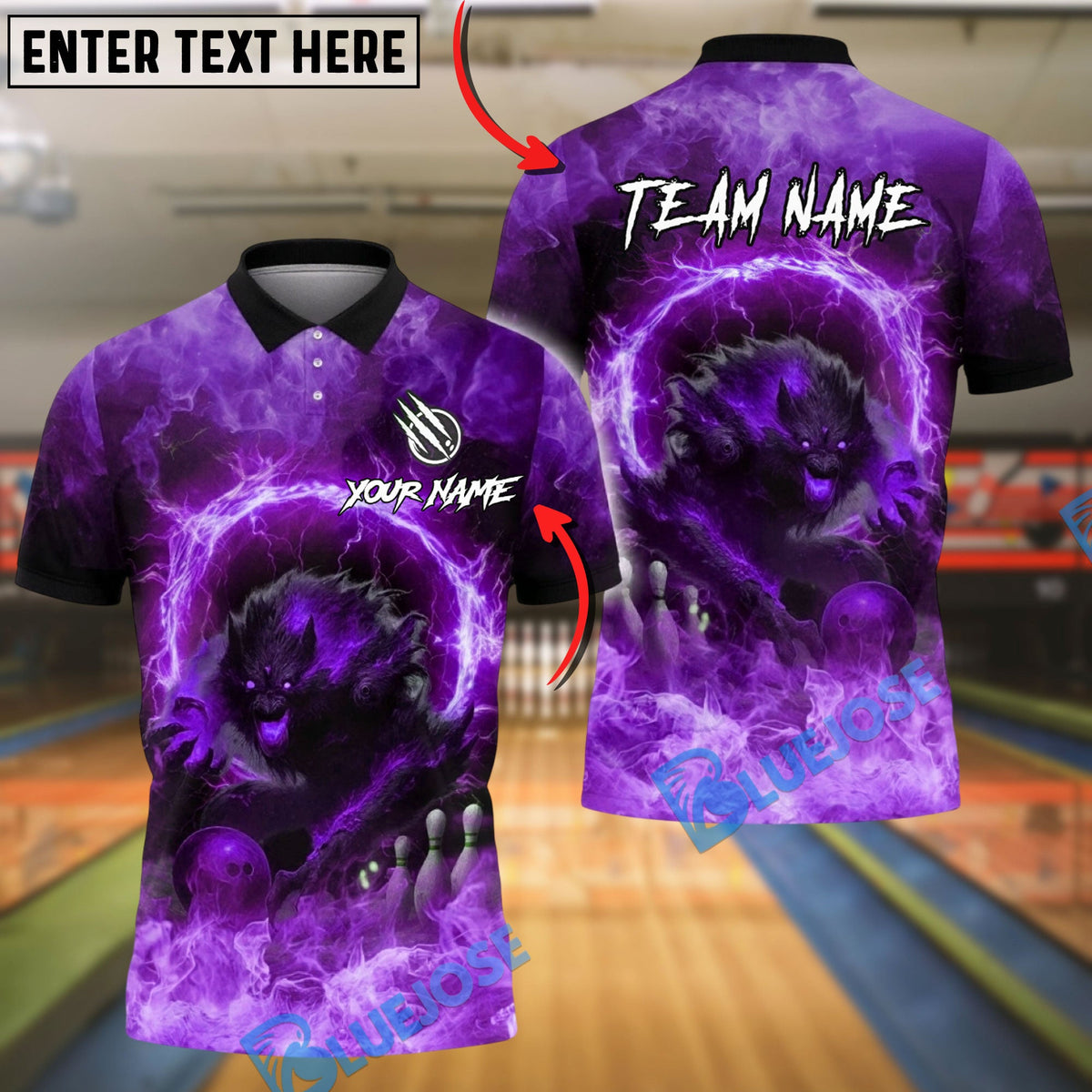 BlueJose Bowling And Pins Werewolf Energy Aura Graphic Customized Name, Team Name 3D Shirt (4 Colors)