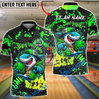 BlueJose Bowling And Pins Graffiti Shark Street Art Graphic Customized Name, Team Name 3D Shirt (4 Colors)