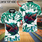 BlueJose Bowling And Pins Monster Shark Strike Graphic Customized Name, Team Name 3D Shirt (4 Colors)