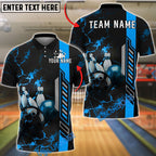 BlueJose Bowling And Pins Inferno Lightning Bolt Customized Name, Team Name 3D Shirt (4 Colors)