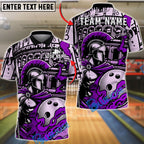 BlueJose Bowling And Pins Spartan Roman Warrior Flame Art Customized Name, Team Name 3D Shirt (4 Colors)