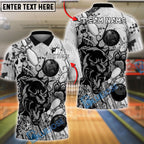 BlueJose Bowling And Pins Panther Break Wall Paint Customized Name, Team Name 3D Shirt (6 Colors)