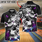BlueJose Bowling And Pins Wolf Strike Beast Customized Name, Team Name 3D Shirt (4 Colors)