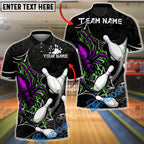 BlueJose Bowling And Pins Spider Web Graphic Customized Name, Team Name 3D Shirt (4 Colors)