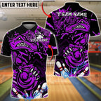 BlueJose Bowling And Pins Fierce Angry Crocodile Graphic Customized Name, Team Name 3D Shirt (4 Colors)