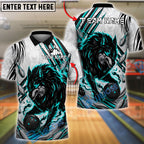 BlueJose Bowling And Pins Fierce Wolf Flame Scratch Pattern Customized Name, Team Name 3D Shirt (4 Colors)