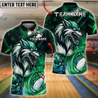BlueJose Bowling And Pins Swirl Cosmic Wolf Customized Name, Team Name 3D Shirt (6 Colors)