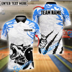 BlueJose Bowling And Pins Wolf Scratch Customized Name, Team Name 3D Shirt (4 Colors)
