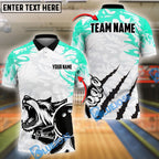 BlueJose Bowling And Pins Wolf Scratch Customized Name, Team Name 3D Shirt (4 Colors)
