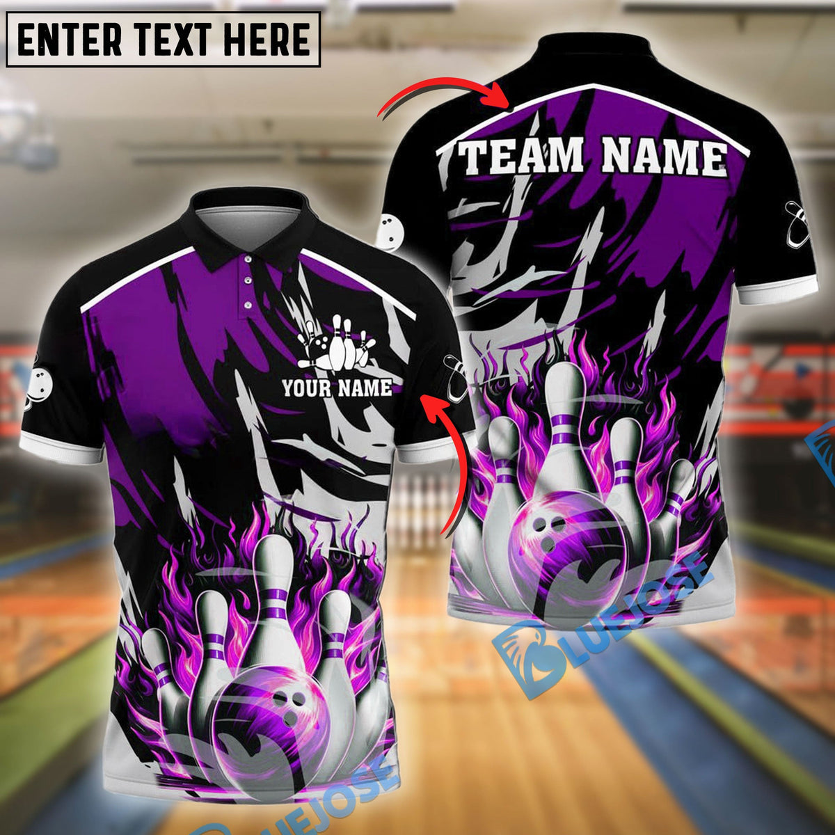 BlueJose Bowling And Pins Blazing Customized Name 3D Shirt (6 Colors)