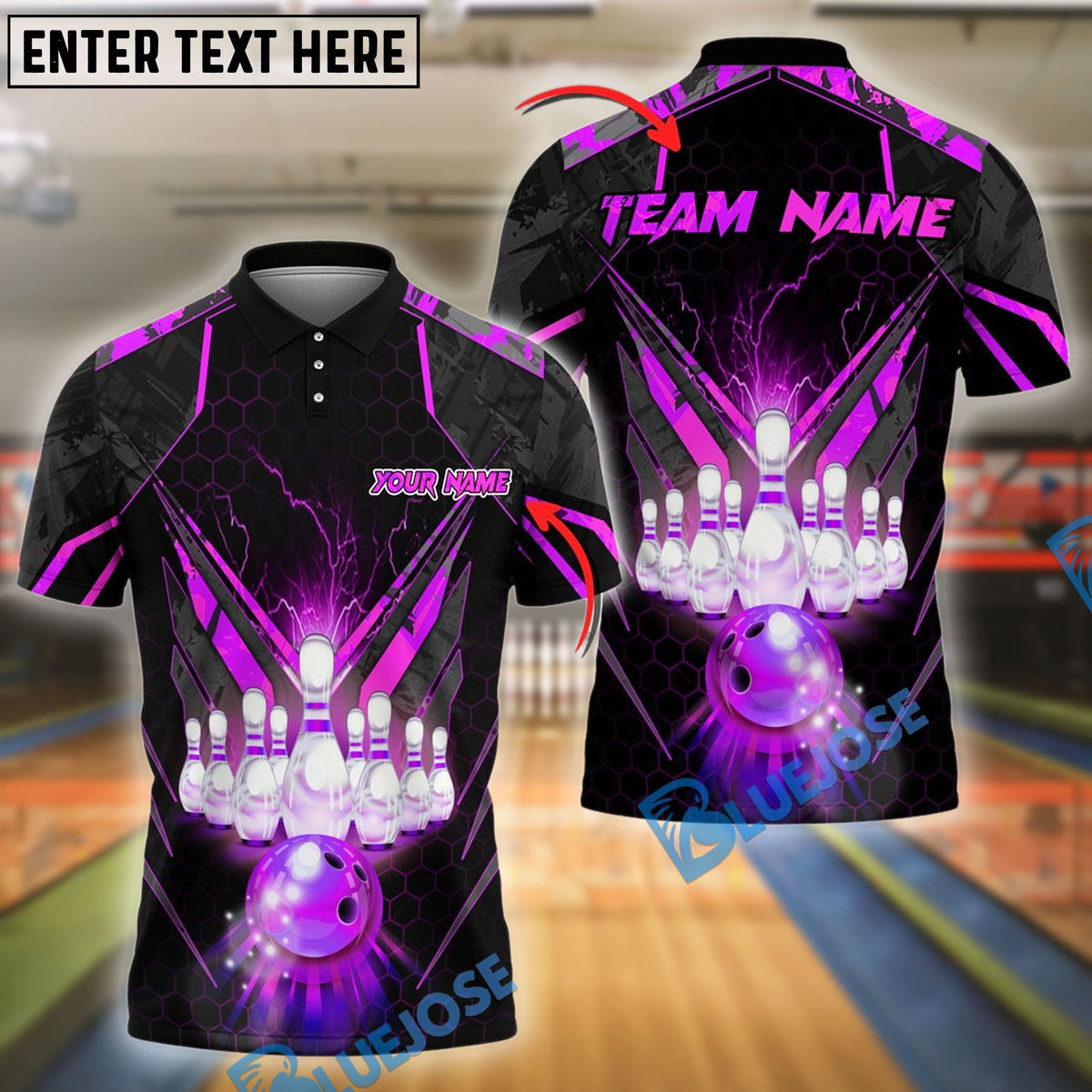 BlueJose Bowling And Pins Gold Light Customized Name 3D Shirt (6 Colors)