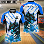 BlueJose Bowling And Pins Flame Wolf Customized Name, Team Name 3D Shirt (4 Colors)
