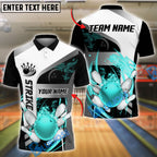 BlueJose Bowling And Pins Tornado and Flame Customized Name 3D Shirt (6 Colors)