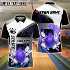 BlueJose Bowling And Pins Tornado and Flame Customized Name 3D Shirt (6 Colors)