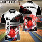 BlueJose Bowling And Pins Tornado and Flame Customized Name 3D Shirt (6 Colors)