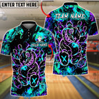 BlueJose Bowling And Pins X Crazy Bear Neon Graffiti Street Style Customized Name, Team Name 3D Shirt (4 Colors)