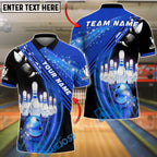 BlueJose Bowling And Pins Strike Sparkle Design Customized Name, Team Name 3D Shirt (4 Colors)
