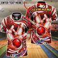 BlueJose Bowling Patriotic Swirl Ball Pins Design Customized Name, Team Name 3D Shirt (4 Colors)