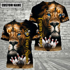BlueJose Bowling And Pins God Jesus Lion Customized Name, Team Name 3D Shirt