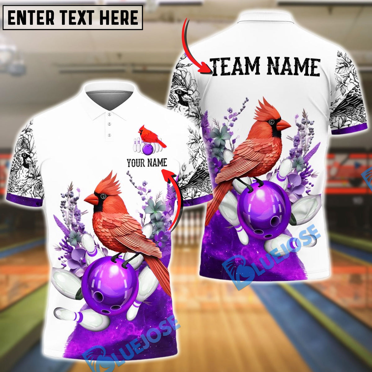 BlueJose Bowling And Pins Cardinal Customized Name, Team Name 3D Shirt (4 Colors)