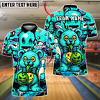 BlueJose Bowling And Pins Zombie Teddy Cartoon Customized Name, Team Name 3D Shirt (4 Colors)