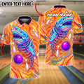 BlueJose Bowling And Pins Deep Sea Shark Neon Style Customized Name, Team Name 3D Shirt (4 Colors)