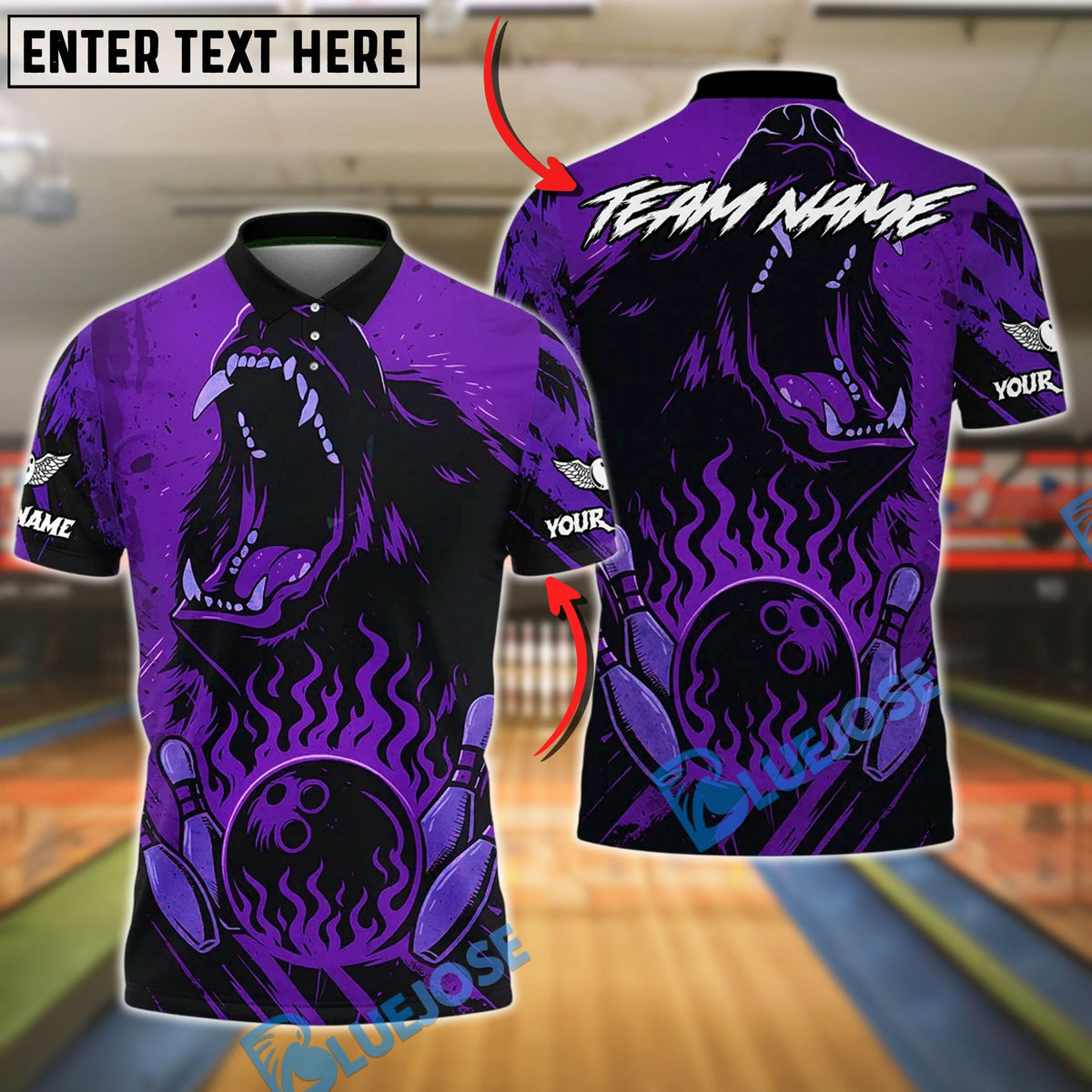 BlueJose Bowling And Pins Angry Bear Fire Strike Wild Roar Customized Name, Team Name 3D Shirt (4 Colors)