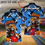 BlueJose Bowling And Pins Fierce Tiger Sport Streetwear Customized Name, Team Name 3D Shirt (4 Colors)