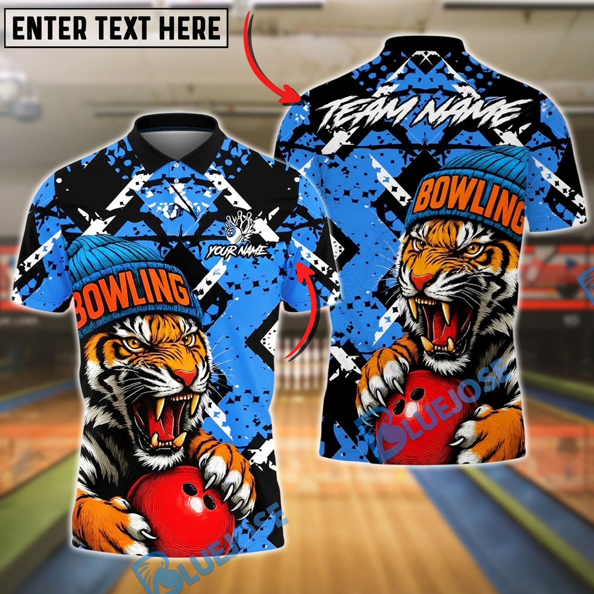 BlueJose Bowling And Pins Fierce Tiger Sport Streetwear Customized Name, Team Name 3D Shirt (4 Colors)