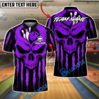 BlueJose Bowling And Pins Grim Skull Drip Art Customized Name, Team Name 3D Shirt (4 Colors)
