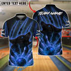 BlueJose Bowling And Pins Lightning Wolf Strike Customized Name, Team Name 3D Shirt (4 Colors)