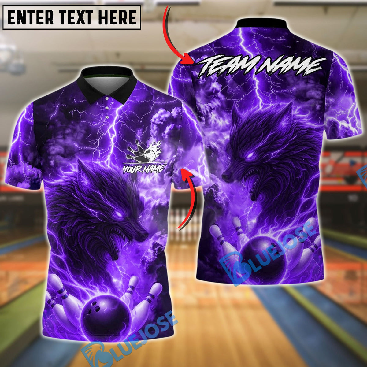 BlueJose Bowling And Pins Lightning Wolf Firestorm Strike Customized Name, Team Name 3D Shirt (4 Colors)