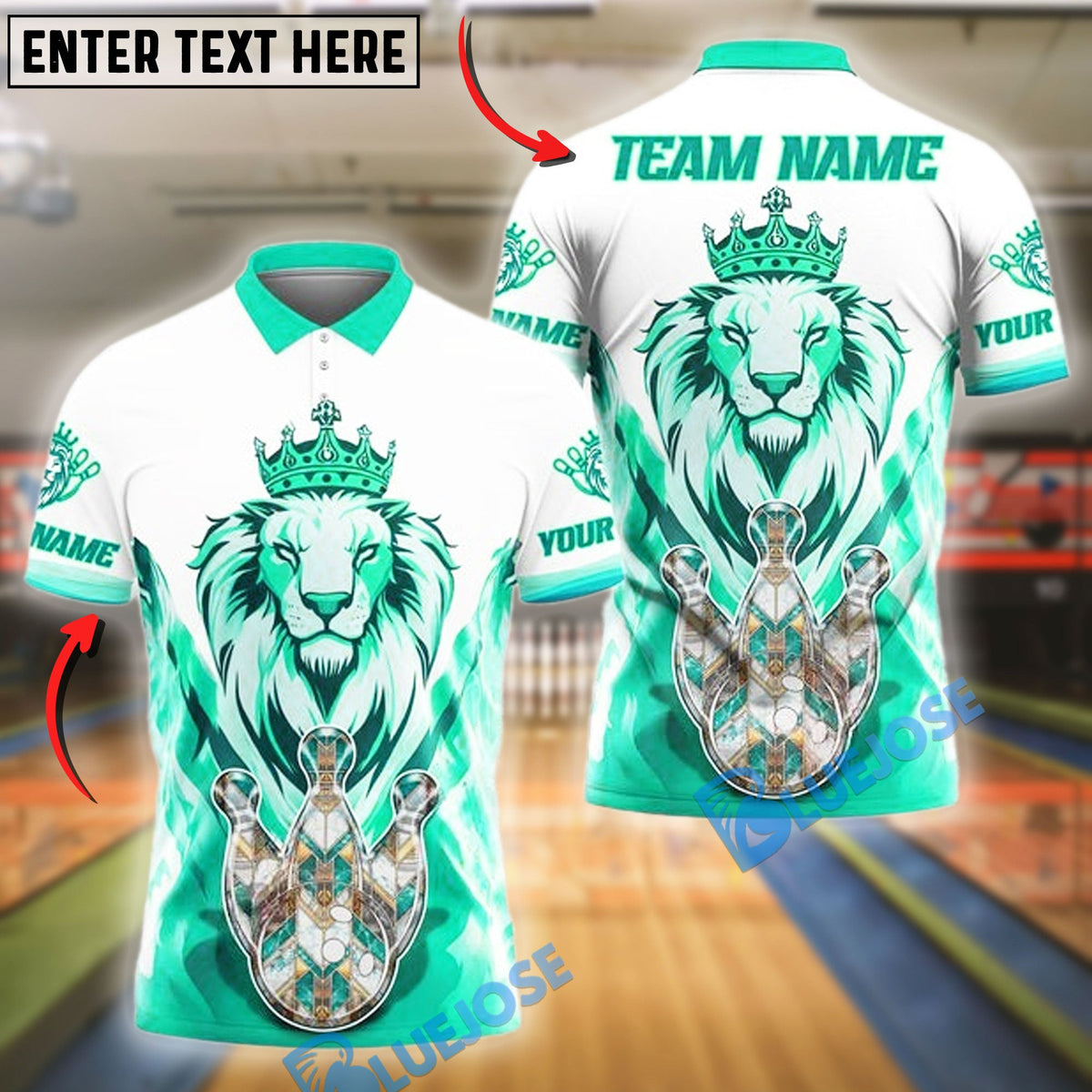 BlueJose Bowling And Pins Lion King Glass Customized Name, Team Name 3D Shirt (4 Colors)