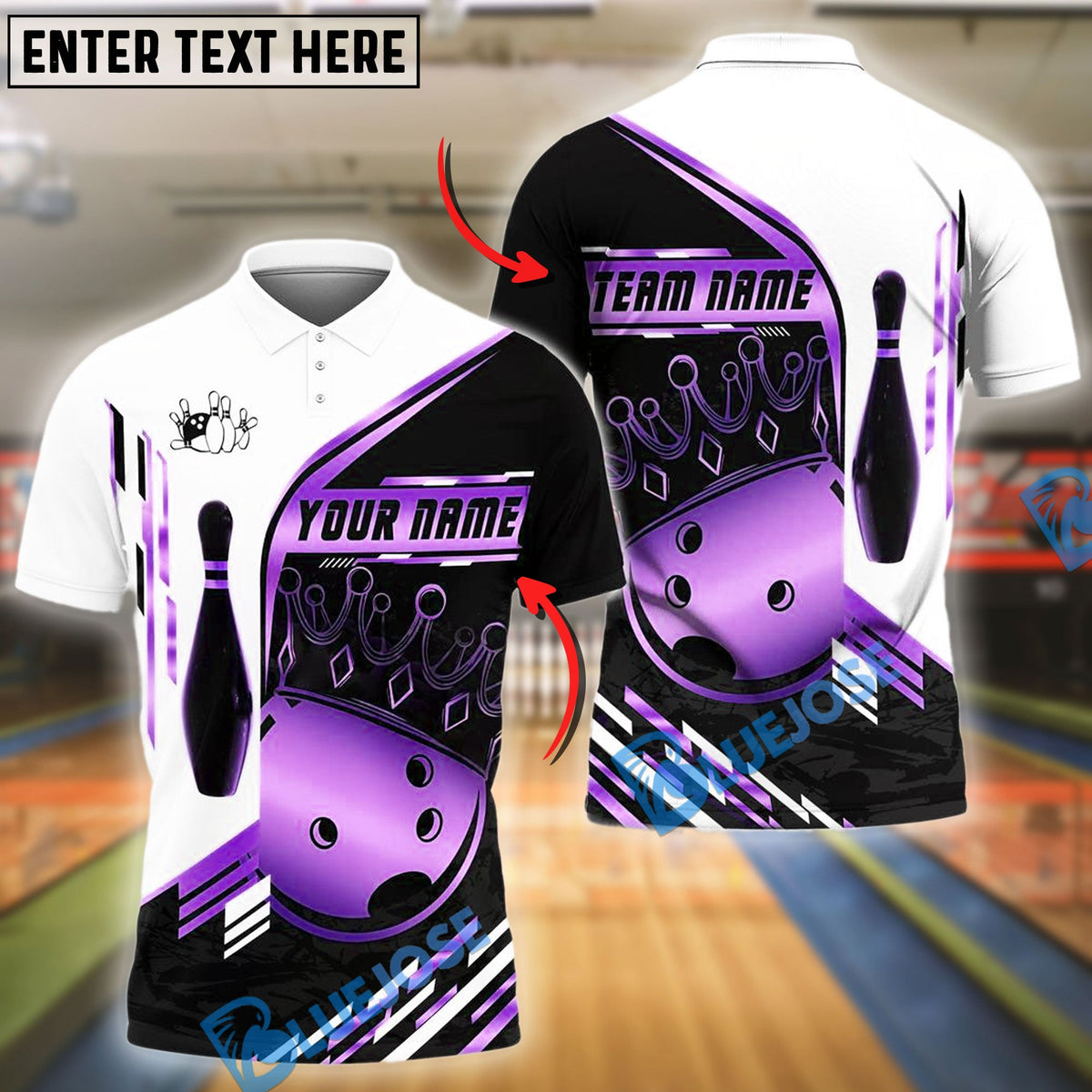 BlueJose Bowling And Pins Champion Golden Customized Name, Team Name 3D Shirt (4 Colors)