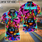 BlueJose Bowling And Pins King Graffiti Crowned Ball with Fire Pins Customized Name 3D Shirt (4 Colors)