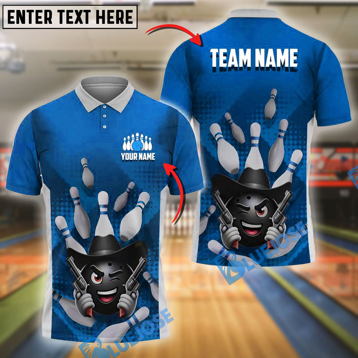 BlueJose Bowling And Pins Cowboy Ball with Guns Customized Name 3D Shirt (4 Colors)