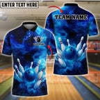 BlueJose Bowling And Pins Cosmic Strike Customized Name, Team Name 3D Shirt (4 Colors)