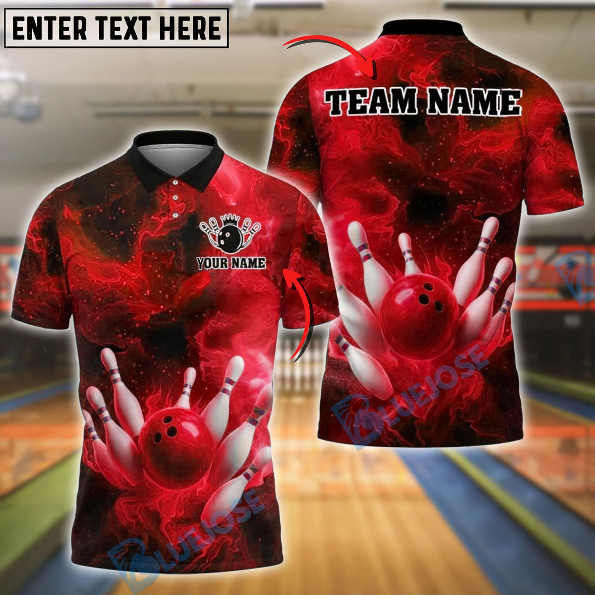 BlueJose Bowling And Pins Cosmic Strike Customized Name, Team Name 3D Shirt (4 Colors)