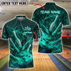 BlueJose Bowling And Pins Neon Strike Customized Name, Team Name 3D Shirt (4 Colors)