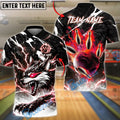 BlueJose Bowling And Pins Neon Thunder Wolf Strike Design Customized Name, Team Name 3D Shirt (4 Colors)