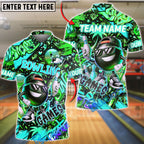 BlueJose Bowling & Pins Graffiti Game Character Customized Name, Team Name 3D Shirt (4 Colors)