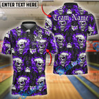 BlueJose Bowling And Pins Flame Skull Customized Name, Team Name 3D Shirt (4 Colors)