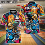 BlueJose Bowling Graffiti Skull Customized Name, Team Name 3D Shirt (4 Colors)