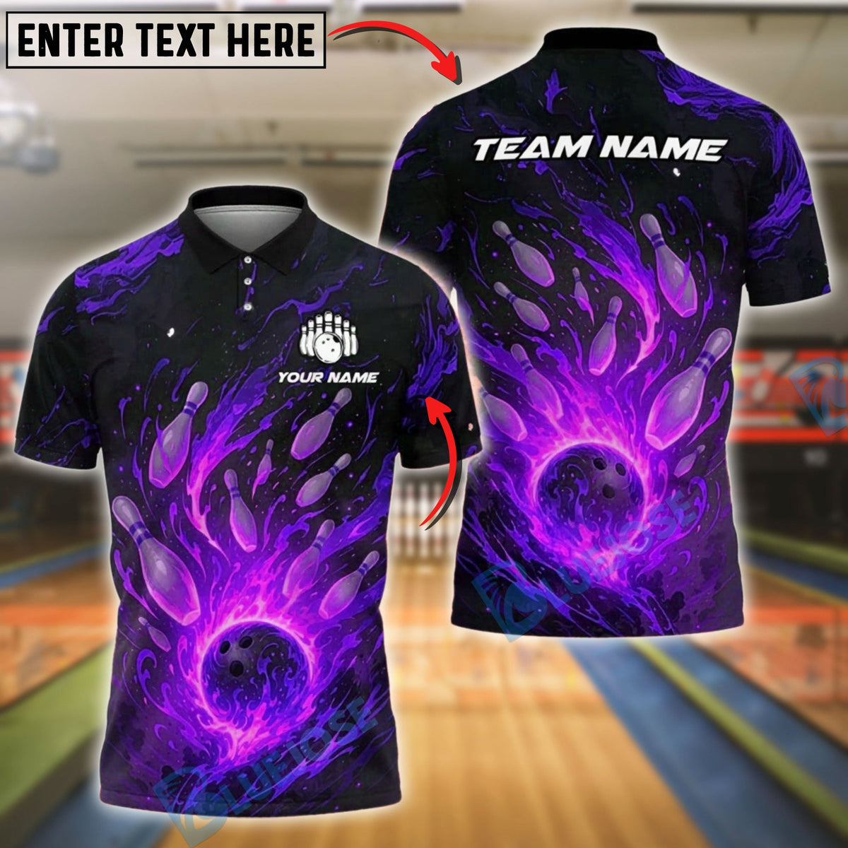 BlueJose Bowling And Pins Firestorm Strike Customized Name, Team Name 3D Shirt (4 Colors)
