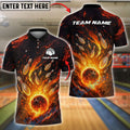 BlueJose Bowling And Pins Firestorm Strike Customized Name, Team Name 3D Shirt (4 Colors)