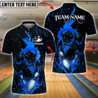BlueJose Bowling And Pins Viking Flame Customized Name, Team Name 3D Shirt (4 Colors)