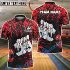 BlueJose Bowling And Pins Splatter Cartoon Pin Faces Customized Name, Team Name 3D Shirt (6 Colors)